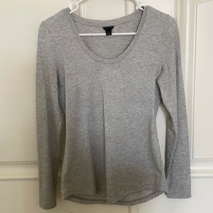Ann Taylor Sparkly Grey Long Sleeve Tee